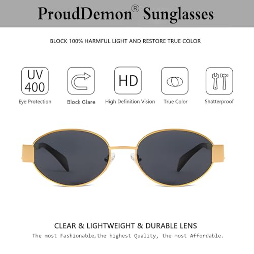 PROUDDEMON Retro Oval Sunglasses for Women Men Trendy Sun Glasses Classic Shades UV400 Protection4