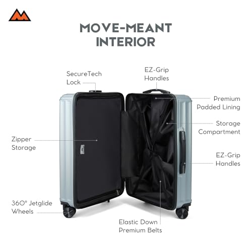 Image of Move-Meant Large ROAMIFY Check-in Suitcase 75 Cm 8 Wheels Number Lock Poly Carbonat Silver Trolley Bag for Men & Women | 360 Degree Wheeling System Luggage | Trolley Bags for Travel