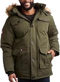 CANADA WEATHER GEAR Mens Parka Jacket - Heavyweight Insulated Water Resistant Winter Coat for Men with Faux Fur Hood, Size Large, Olive Green