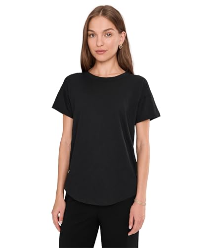 Madewell Women's Whisper Cotton Rib Crewneck Tee, Black, XS