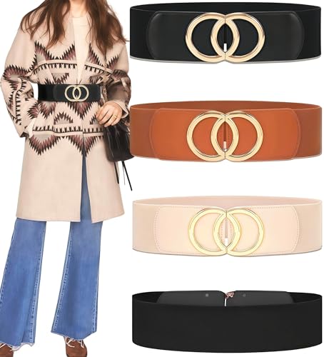 El Mejor Listado de Cinturones para Mujer del mes. 48 Cinturones Mujer, 3 Piezas Cinturon Mujer, Cinturón Ancho para Mujer, Accesorios de Moda Cinto Mujeres Elastico Cinturilla, Cinturones Decorativo para Vestido Vaquero Pantalones,...