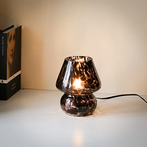Kunjoulam Modern Mushroom Table Lamp, Mini Glass Led Bedside Decor Light, Nightstand Night Light With E12 Bulb For Ambient, Bedroom, Girl Gift,Kids Black #TOP6
