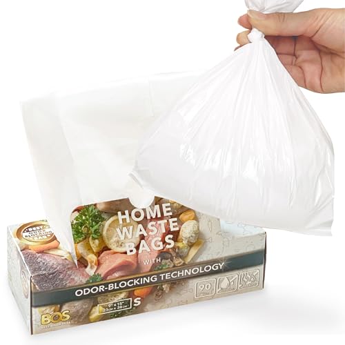 BOS Odor-Sealing Kitchen, Home & Food Small Trash Bags for Waste- Disposable Bags - Scent & Smell Free (90 Bags) [Size S, Color White] ★Brand-new packaging!