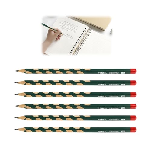 6 Pack Ergonomischer Dreikant-Bleistifte für Rechtshänder Bleistift HB Schreibstifte Rutschfester Griffzone Umweltfreundliche Holzstifte für Schule Büro und Zeichnen Bruchfeste Mine Komfortables
