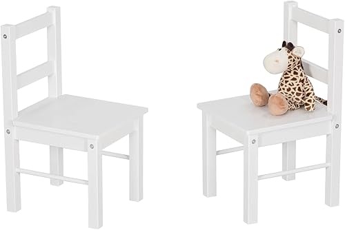 UTEX Par de sillas de madera para niños para jugar o actividad, juego de 2, color blanco