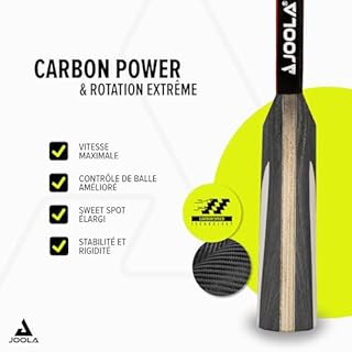 JOOLA Raquette de Tennis de Table Carbon X Pro ITTF-Approuvée-pour Compétition-7 étoiles Batte de Ping-Pong, Noir/Gris, 2.0 MM Éponge