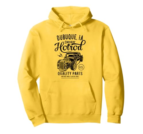 Dubuque, Iowa, EE. UU., Hotrod Automotive Nostalgia Design Sudadera con Capucha