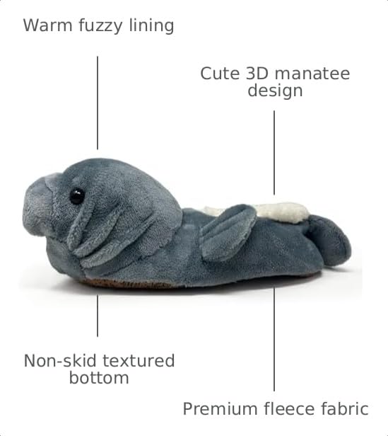 Image of ooohyeah Women's Funny Fuzzy Animal Slippers, Cute Cozy Non-Slip House Slippers for Women, Manatee Splash
