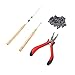 TLHOME Hair Extension Kit Pliers + Pulling Hook + Bead Device Tool Kits + 500pcs Miciro Rings (Black# Beads)