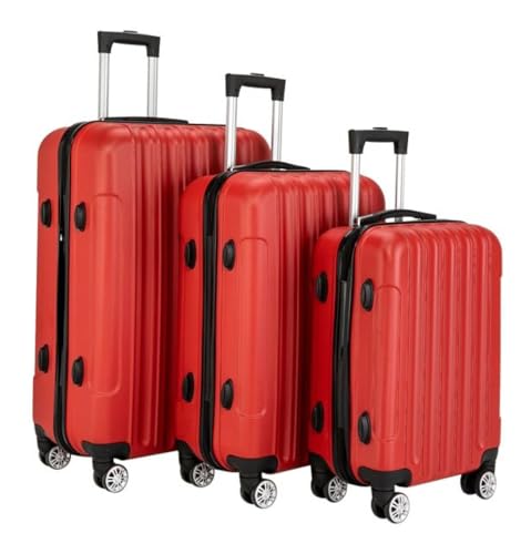 3-in-1 Suitcase Luggage Set - Large Capacity Spinner Wheels - Red Travel Case for Women Men - Carry On & Checked Baggage3
