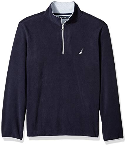 Nautica Men's Polar Fleece 1/4 Zip Back Neck Logo Sweatshirt, Navy, Large