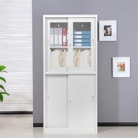 スチール書庫 高さ90cm 鍵2本付き コンパクト キャビネット ホワイト 41TTHgA2sPL._SS200_.jpg