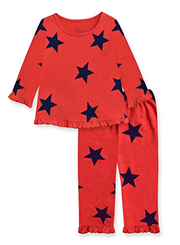 Image of A.T.U.N. (ALL THINGS UBER NICE) Girls Red- Navy Star Print Ruffle Nighsuit