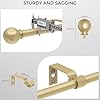 2 Pack Gold Curtain Rod for Windows 18-45 Inch, 5/8 Inch Small Window Treatment Rods, Short Adjustable Splicing Drapery pole, Brass Gold