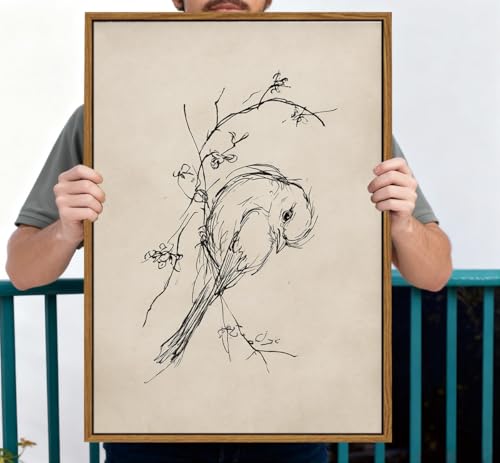 Image of KISSFOX Framed Wall Art Vintage Wall Decor Bird Pictures Rustic Animal Canvas Art Retro Paintings Farmhouse Artwork For Bedroom Living Room Kitchen