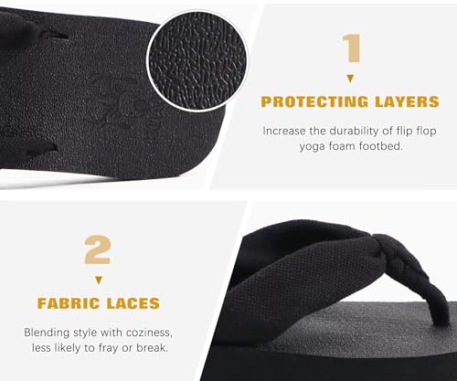 Image of KuaiLu Flip Flops for Women with Arch Support Summer Beach Thong Sandals | Comfortable Yoga Mat Walking Shoes Cushion Slip On Casual Outfits Indoor Outdoor