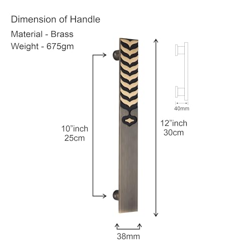 Image of COMPASS 12 inch Brass Main Door Handle | Door Handles for Main Door | Pull Handles for All The Doors of House | Office | Hotels | PH-RDO (Pack of 1, Antique Finish)