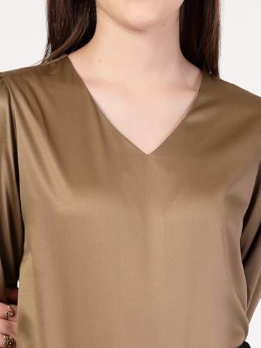 Image of Style Quotient Women Black Self Design Polyester Regular Smart Casual Top