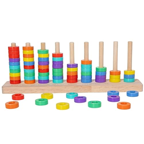 Jouets de tri et d'empilage en bois pour l'apprentissage des formes et couleurs