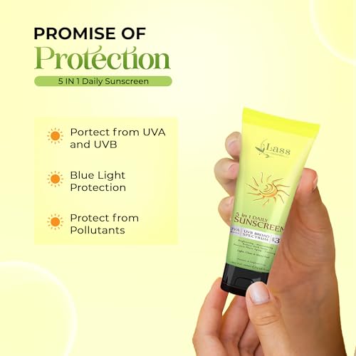 Image of Lass Naturals Sunscreen 5-in-1 Daily Lotion SPF 30+ UVA PA+++ Skin Safe Face Sunscreen Water resistant Best Sunscreen lotion Non Sticky (Pack 1) - 100g
