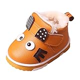  Botas Bebé Unisex de Nieve de Niñas Niños Más Terciopelo de PU de Gatito Dibujos Animados Lindo Zapatos de Bebé Botines Calentar Acogedor Botines Infantiles Primeros Pasos Zapatos (20, amrillo)