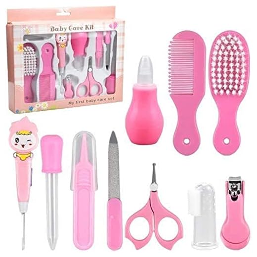 Pinsheng 10 kits de Cuidado del Bebés, Set Para Cuidado Del Bebé para el Cuidado Recién Nacido con Cortador de Seguridad, Seguridad para Niños Pequeños(rosa)