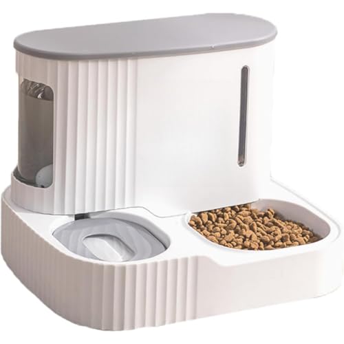 Selfun 自動給餌器 餌やり 自動給水器 猫 犬 重力式 電源不要 3L大容量 多頭飼い 清潔 便利 水洗い可能 中小型犬用 お掃除簡単 ペット用 えさやり器 餌やり機 エサ入れ 給水 給食 じどうえさやり (グレー)