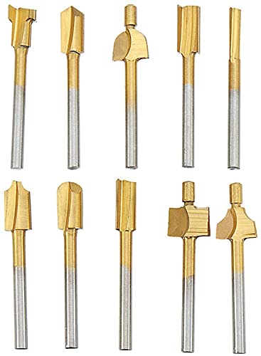 AASONS Assorted HSS Router Bits Rotary File 3mm(1/8") Titanium Coated Cutter Engraving Woodworking Burr Set Wood Milling Cutters Tool for DIY, Carpenter For Carving, Engraving, Drilling (Set Of 10pcs)-image-22
