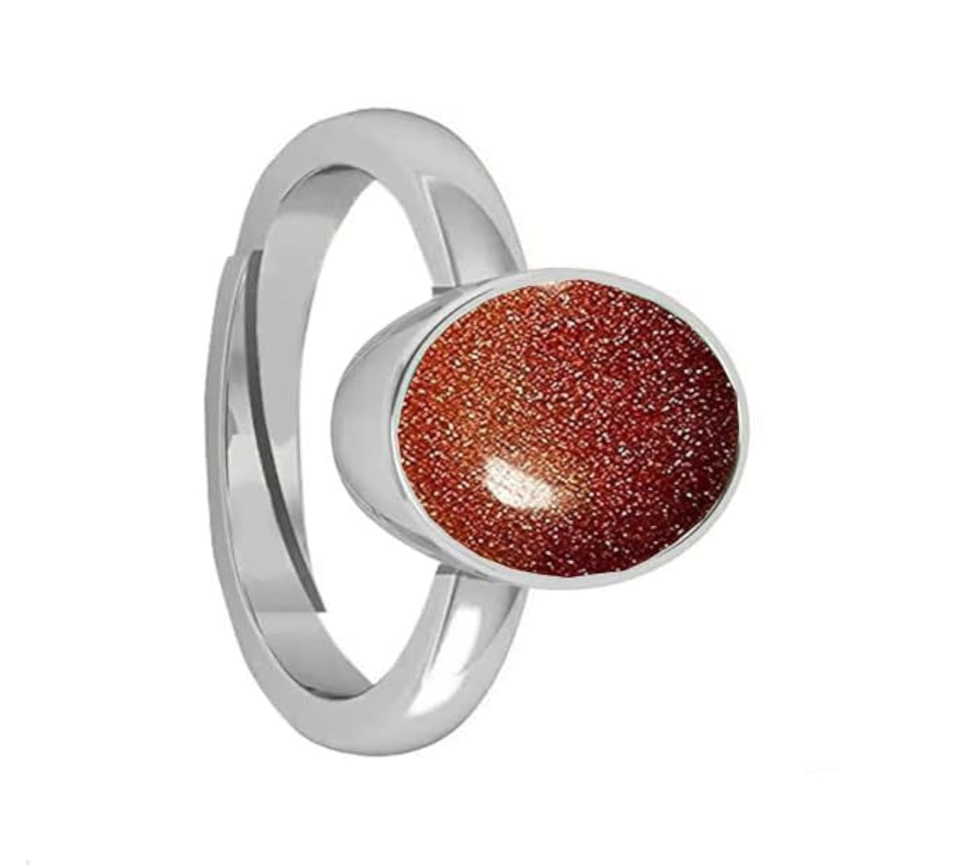 13.25 Ratti Sunstone Sunsitara Ring, Silver Plated Gemstone