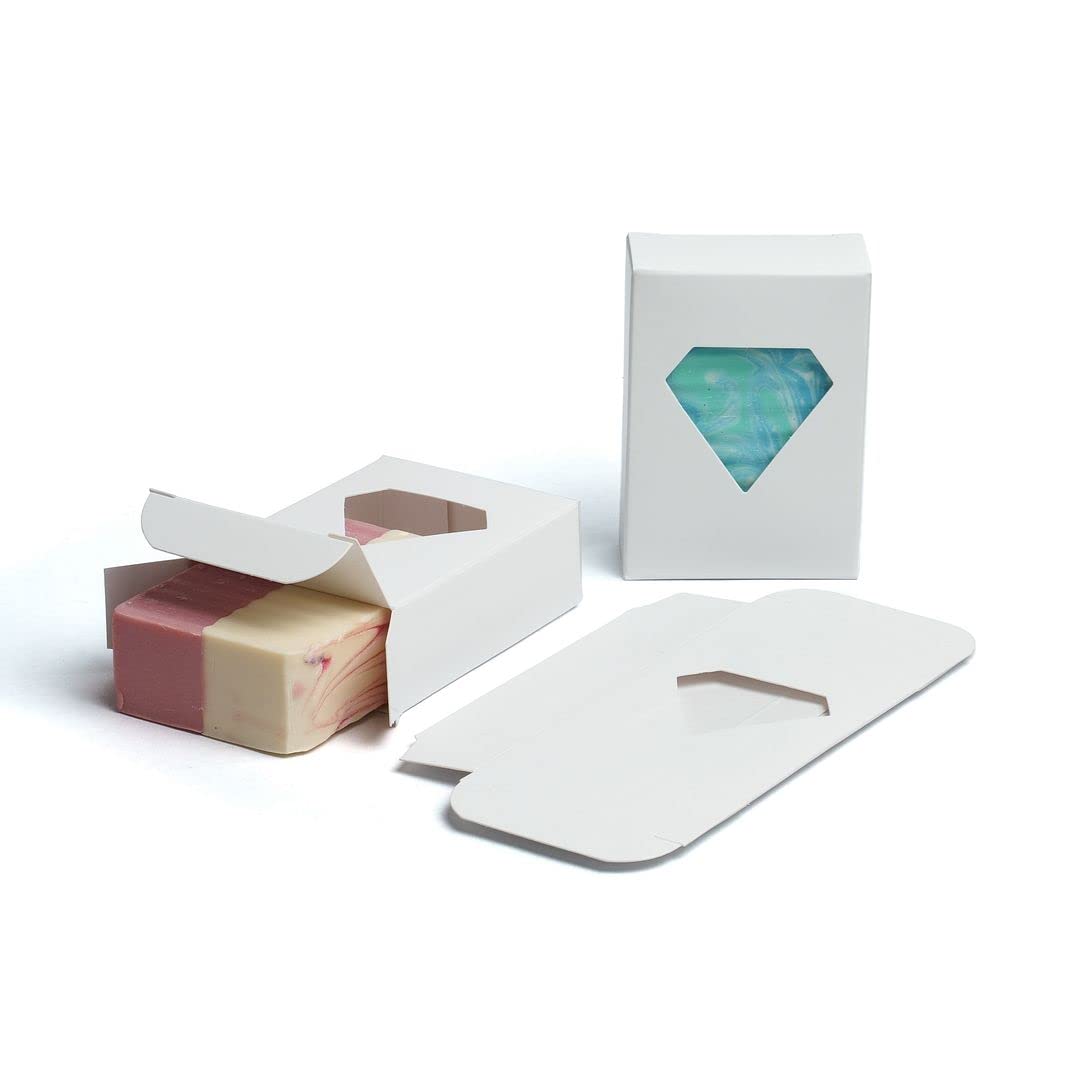 Charm Your Prince 50 CYP White Diamond Window Soap Box - Homemade Soap Packaging - Soap Making Supplies - Made in USA! - 50 Pack