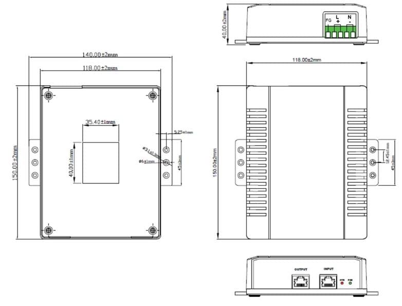 TP-DCDC-A2456GD-BT - Entrada 22-35VAC o VDC, Salida 56V 802.3bt Gigabit PoE, 90W miniatura 3
