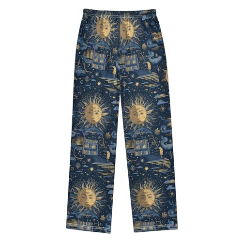 ALAZA Sun Cloud Blue Gold Pajama Lounge Pants Long Sleep Pajama Bottoms with Pockets2