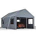 Carports 10x20 Heavy Duty,Portable Garage with 180g Removable Side Walls&Doors, All Weather Shelter Shed Canopy with Reinforced Steel Poles for Cars&SUVS, Trucks, Boats, and Automobiles