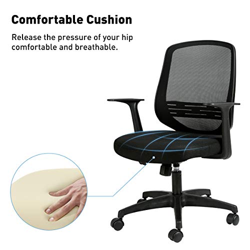 Hbada Home Desk Chair Mesh Office Chair with Arms and Adjustable Height, Black