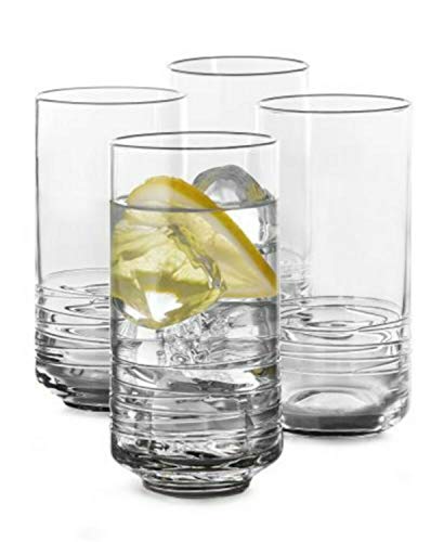 Hotel Collection Set of 4 Large Highball Glasses with Cording 7.7oz capacity