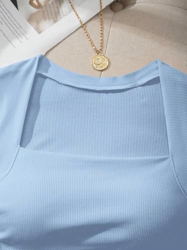 Image of ADBUCKS Women's Ribbed Square Neck Tank Top - Double Layered Ruched Vest, Slim Fit Stretch Fabric Sleeveless Top Without Chest Pad