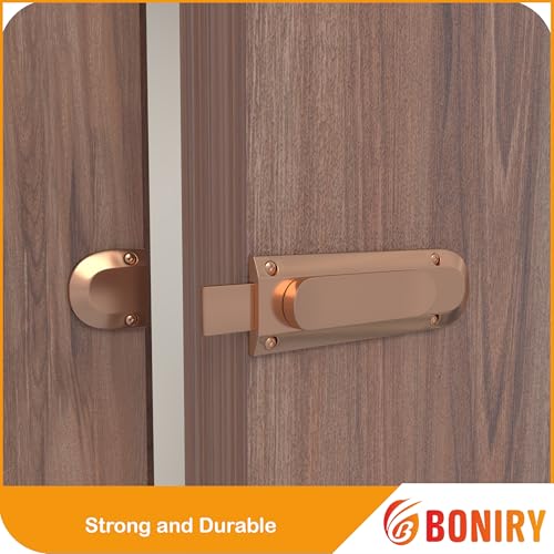 Image of Boniry Door Latch Lock | Solid Metal Door Stopper for Bathroom, Home, Office | Easy Install, Smooth Sliding, Heavy Duty Latch (1, Rose Gold)