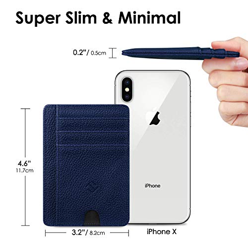 Image of FINTIE Slim Minimalist Front Pocket Wallet, RFID Blocking Credit Card Holder Card Cases with ID Window for Men Women (Navy)