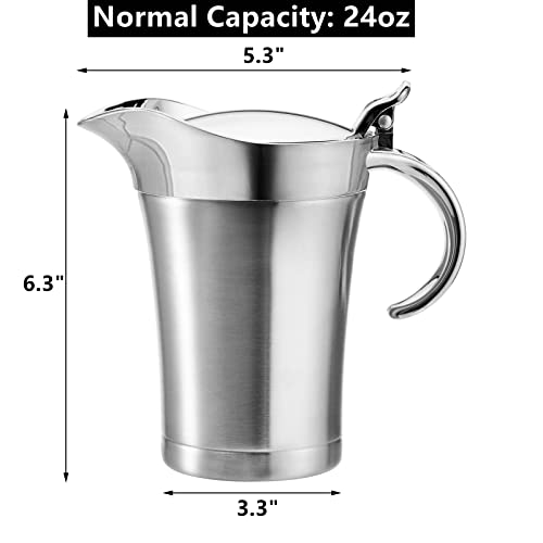 Peohud Double Insulated Gravy Boat, 700ml Stainless Steel Gravy Jug with Hinged Lid, Gravy Warmer Pitcher for Home, Kitchen, Easy Clean Serving Jug for Custard and Cream - Image 2
