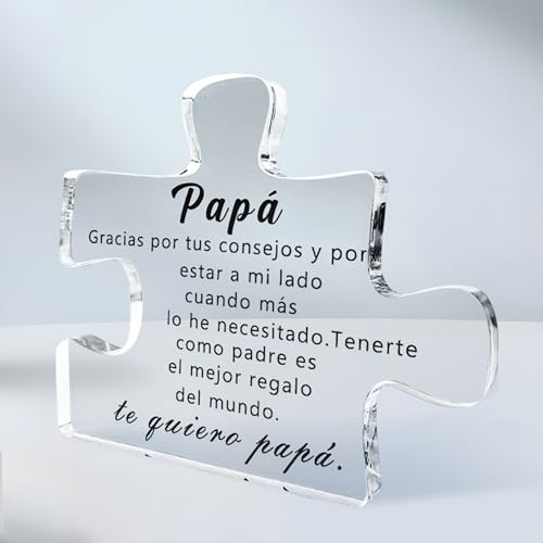 La Mejor Selección de dia del padre regalos personalizados para comprar online. 40 MIYIHA Regalo Día del Padre, Rompecabezas de Bloques de Acrílico Grabado, 10 * 8.5CM, Regalos Geniales para Papá de Hija, Hijo, Mamá, Cumpleaños, Navidad