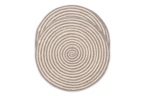 Manteles Individuales Redondos, Salvamantel Yute, Natural Hecho a Mano, 38x38 cm Pack 2 Unidades, Rayas Gris