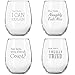 DU VINO Dear Santa Funny Christmas Stemless Wine Glass (Set of 4) - 15 oz - Naughty, Cheerful Holiday Party Cups- Gift Exchange Idea to Celebrate X'mas