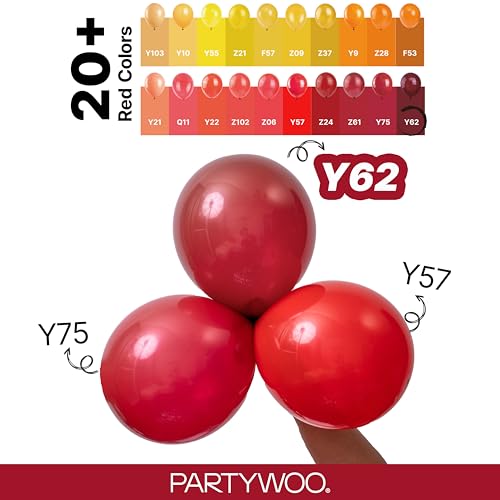 Image of PartyWoo Burgundy Balloons 140 pcs Different Sizes of 18 12 10 5 Inch Dark Chestnut Red Maroon Balloon Arch Kit Garland for Birthday Graduation Anniversary Cherry Casino Party Decorations Red-Y62