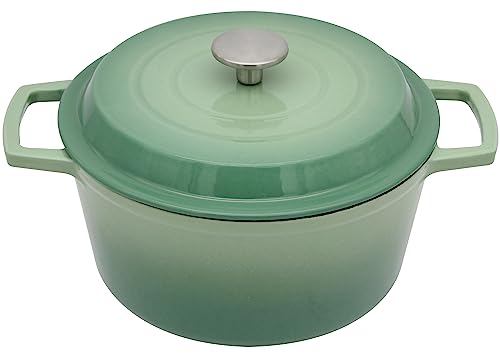 NWsystems 4.2 QT Cast Iron Dutch Oven, Non-stick and Enamel Interior, Multi-purpose Cooking & Baking, Suitable to All Kinds of Cooktops, Dishwasher Safe, the Gift for Family and Friends - Pine Green