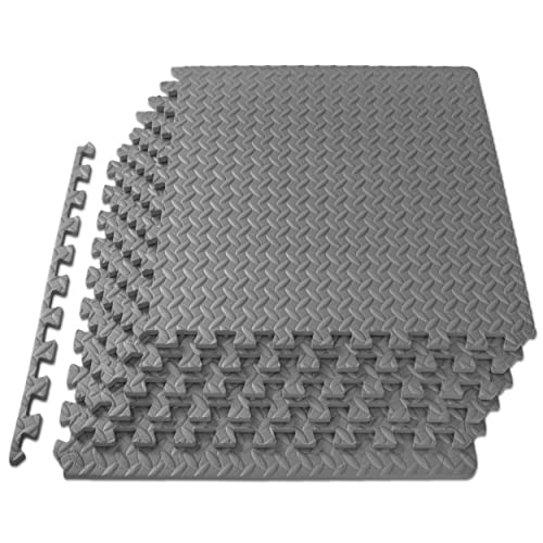 ProsourceFit Exercise Puzzle Mat ½-inch, EVA Interlocking Foam Floor Tiles for Home Gym, Workout Equipment, Kids Play Areas, Grey, 24 SQ FT - 6 Tiles by ProsourceFit - Used condition - US$24.02
