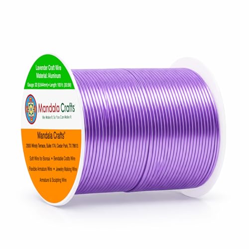 Image of Mandala Crafts 22 Gauge Lavender Anodized Aluminum Craft Wire, 100 FT | Colored, Flexible, Bendable, for Bonsai, Armature, Sculpting, Wire Wrapping, Jewelry Making, Weather & Tarnish Resistant