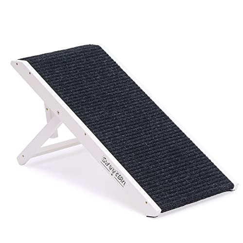 Sweetbin 18" Tall Adjustable Pet Ramp - Small Dog Use Only - Wooden Folding Portable Dog & Cat Ramp Perfect For Couch Or Bed With Non Slip Carpet Surface - 4 Levels Height Adjustable Up To 90Lbs #TOP7