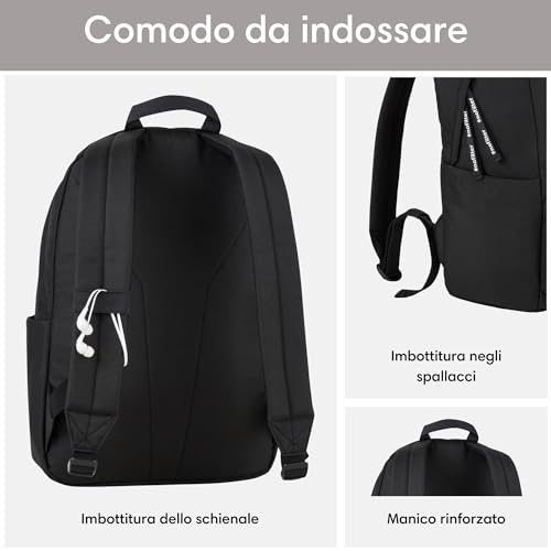 Larkson Zaino Scuola Nero - No 3 - Zaini Ragazza & Ragazzo Per Scuola Media Superiore, Università - Backpack Piccolo Porta Pc 16 Pollici - 15L - Idrorepellente - 5