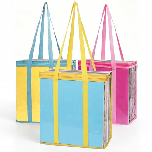 Hukado 3-Pack 12x12 Scrapbook Paper Storage Bag — Clear Organizer with Handle, Holds 500+ Sheets, Fits 12