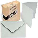 Japun   Lot de 50 cartes pliantes vierges avec enveloppes, cartes pliées à concevoir, étiqueter ou imprimer   DIN A6 / C6   gris